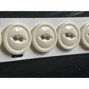 Vintage Lansing Company Cream White Round Buttons 5/8 Inch 2-Hole Washable 7 Ct